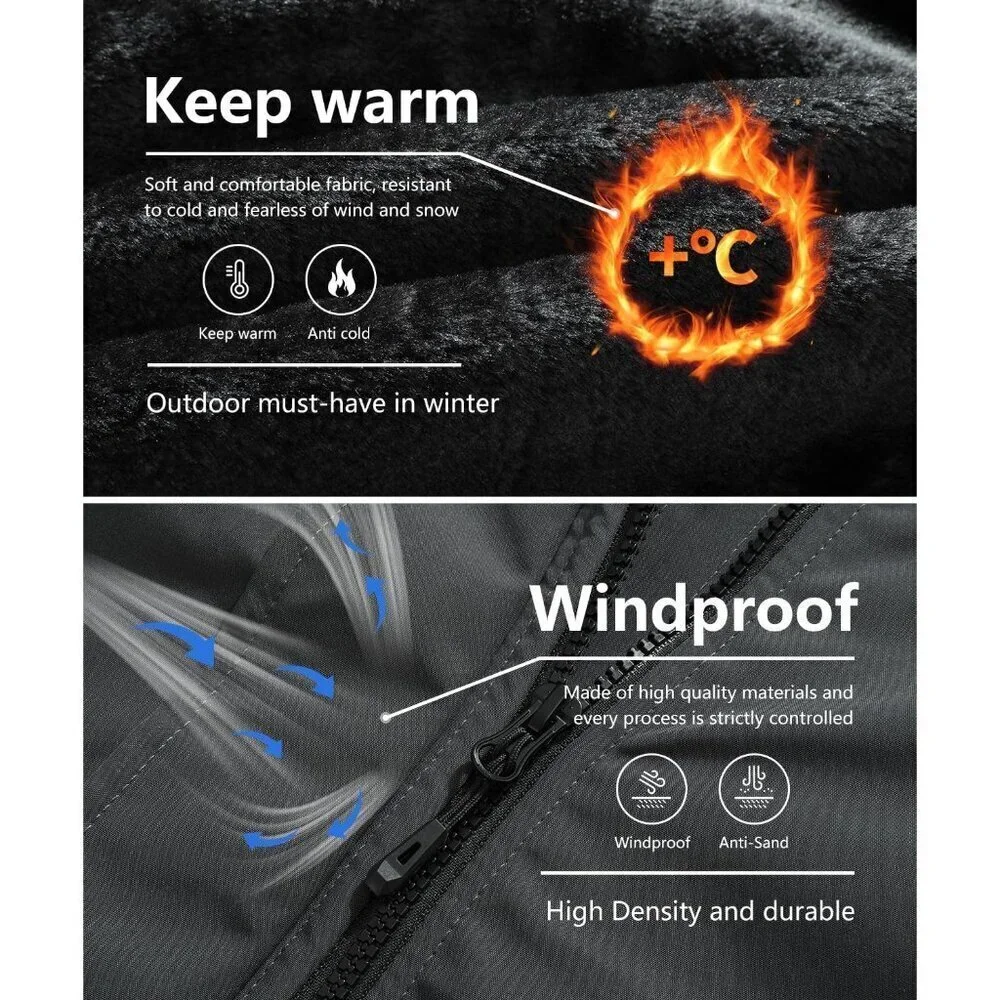 Men's Winter Coat Waterproof Warm Ski Snow Jacket Fur Hooded Parka Work Outerwea